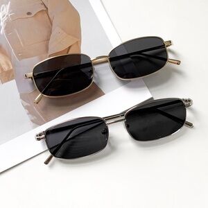 Square sunglasses in a thin metal frame